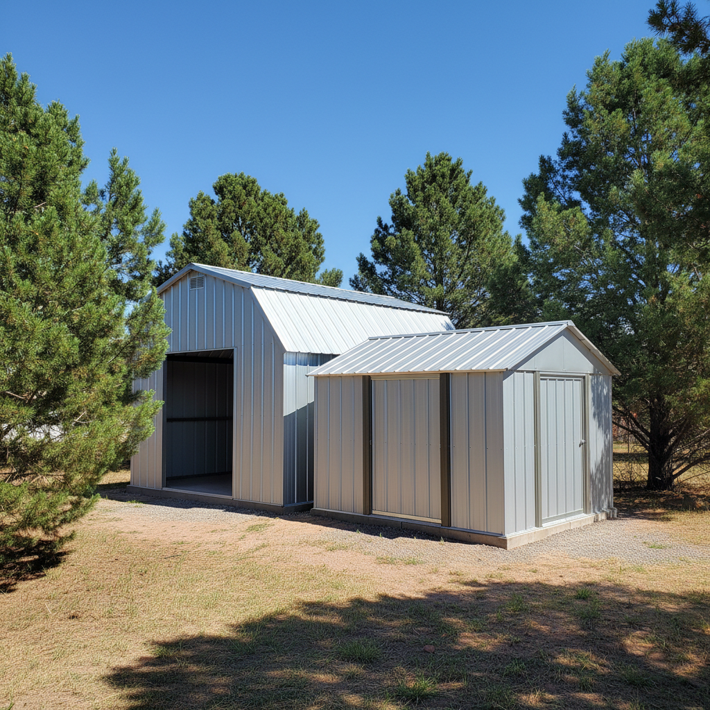Completed metal frame sheds work at a residential property in Snowflake, AZ