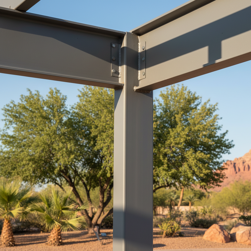 Completed steel frame erection work at a residential property in Chandler, AZ