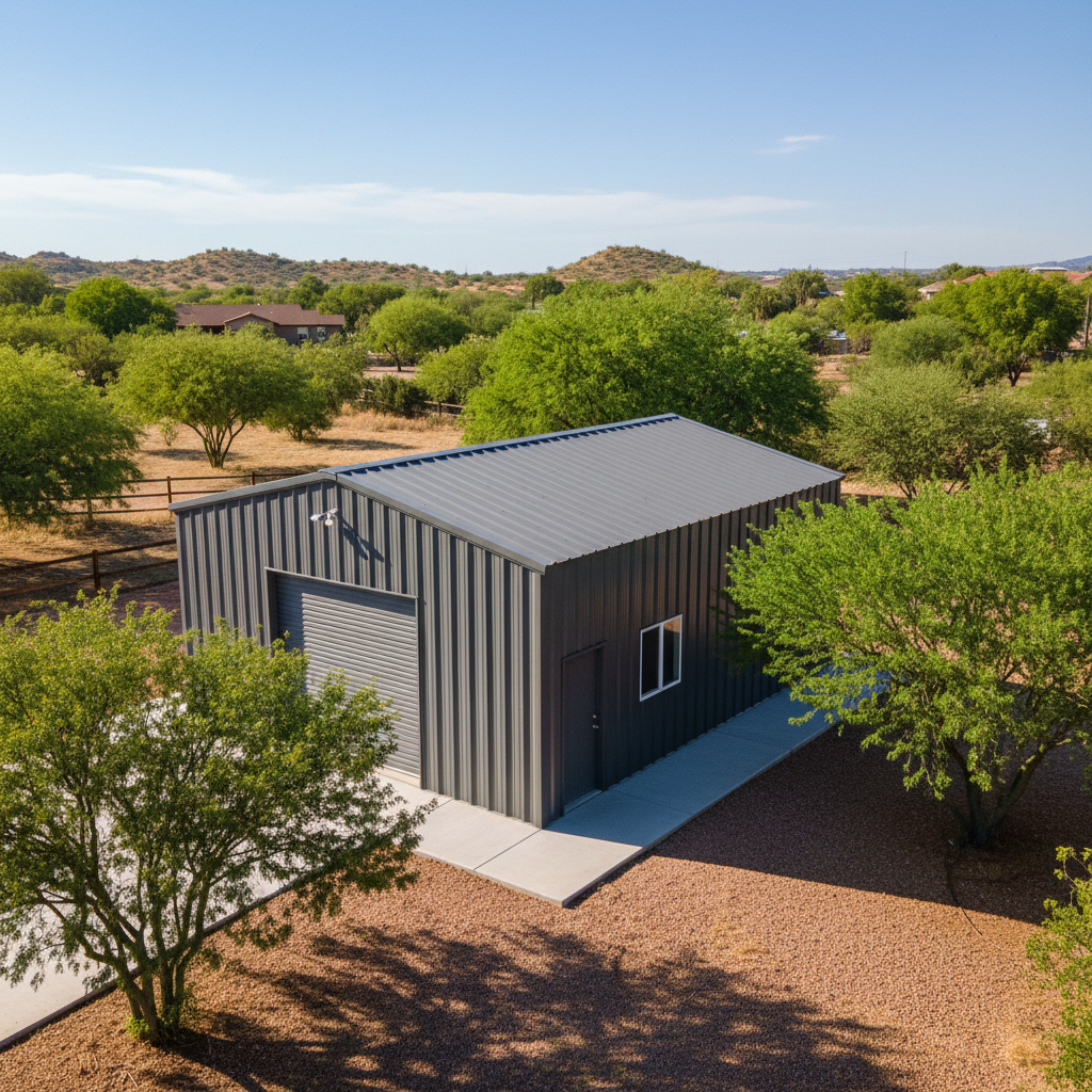 Completed metal building installation work at a residential property in El Mirage, AZ