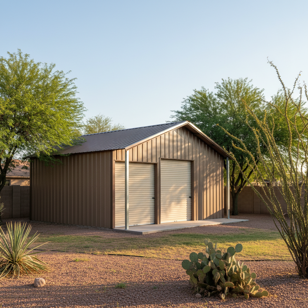 Completed metal post frame construction work at a residential property in El Mirage, AZ