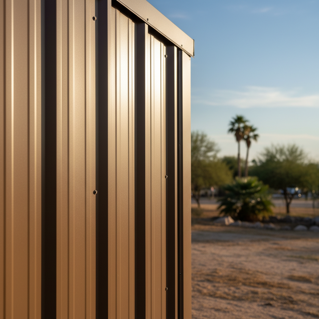Completed metal frame garages work at a residential property in El Mirage, AZ