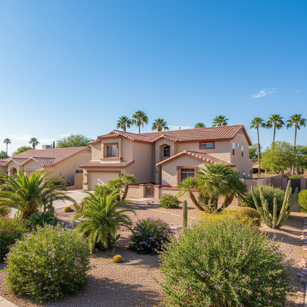 Completed stucco replacement work at a residential property in Phoenix, AZ