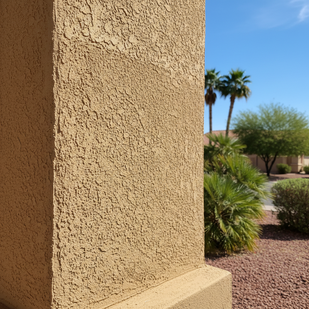 Completed stucco repair work at a residential property in Phoenix, AZ