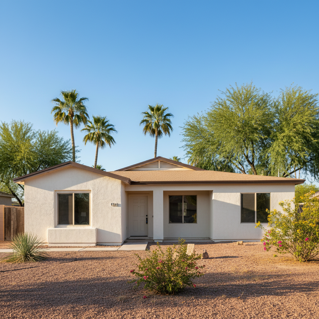 Completed stucco removal work at a residential property in Mesa, AZ