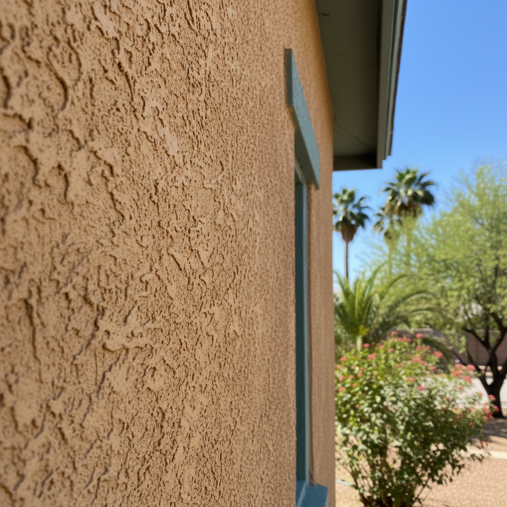 Completed stucco installation work at a residential property in Gilbert, AZ