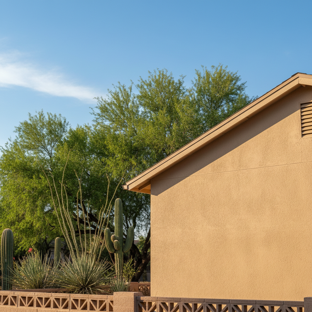 Completed stucco painting work at a residential property in Gilbert, AZ