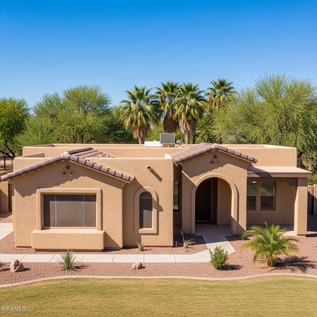 Completed residential stucco work at a residential property in Queen Creek, AZ