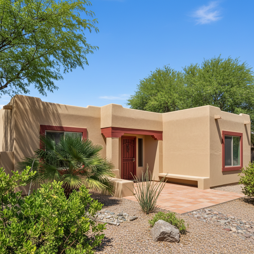 Completed stucco painting work at a residential property in Tempe, AZ