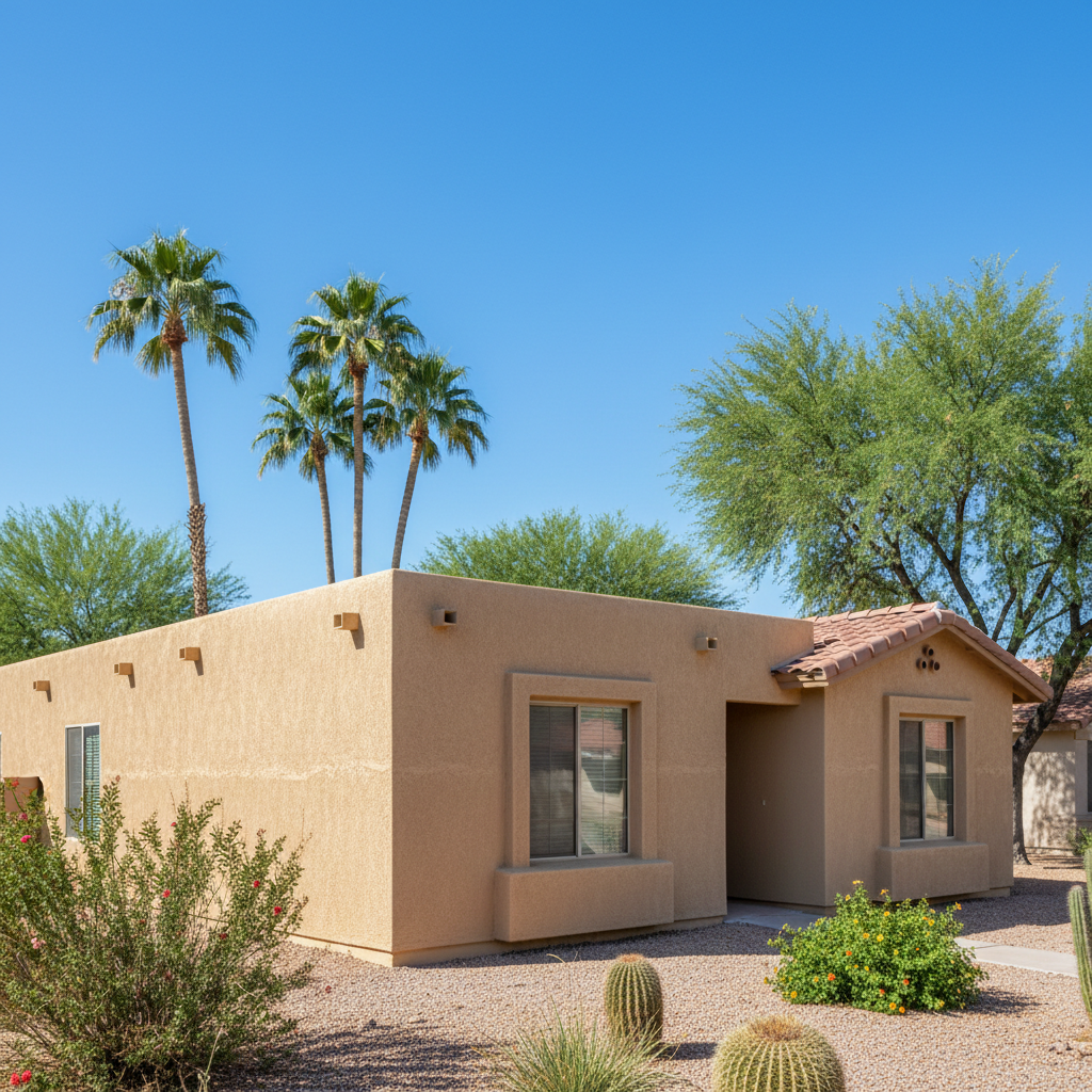 Completed residential stucco work at a residential property in Yuma, AZ