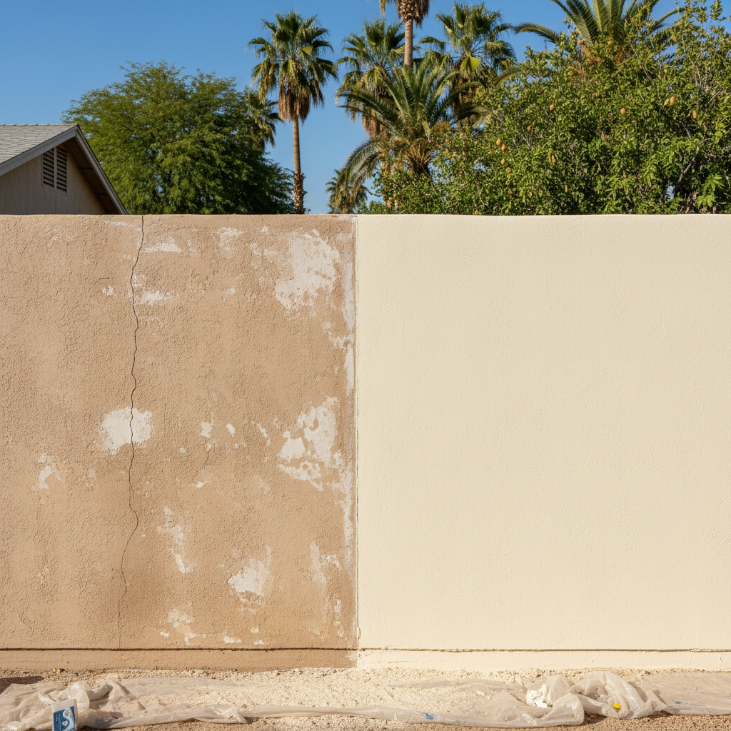 Completed stucco installation work at a residential property in Tempe, AZ