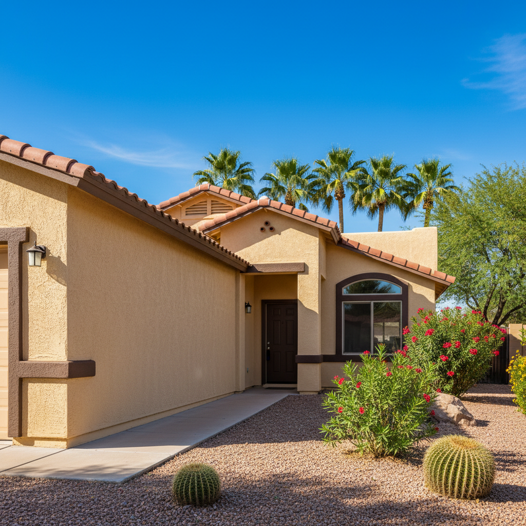 Completed stucco painting work at a residential property in Yuma, AZ