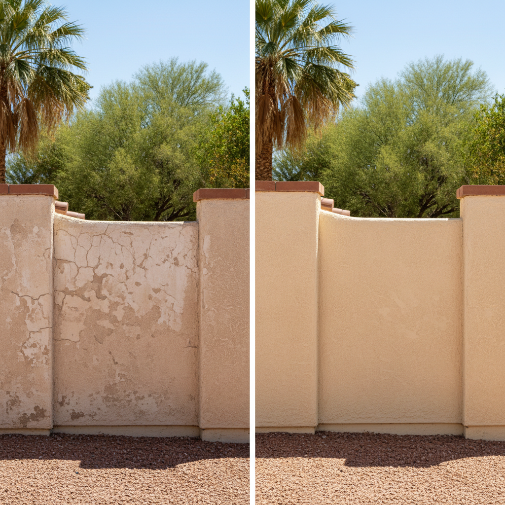 Completed stucco installation work at a residential property in Yuma, AZ