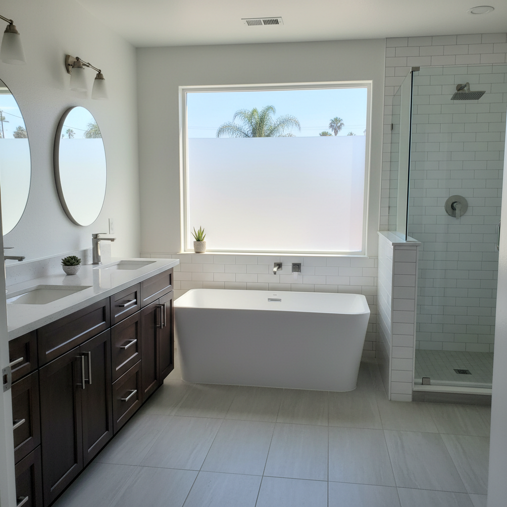 Completed bathroom modernization work at a residential property in Baldwin Park, CA