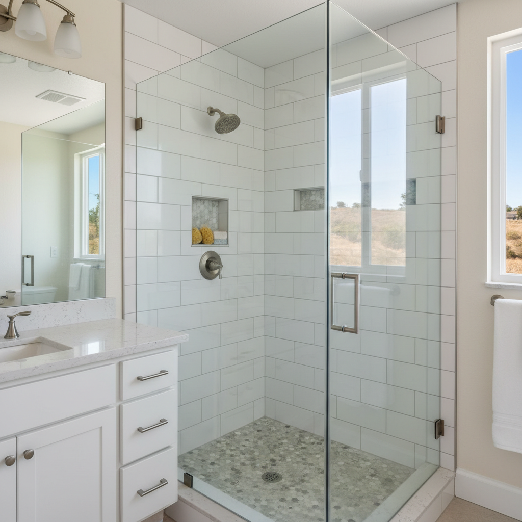 Completed shower replacement work at a residential property in Baldwin Park, CA