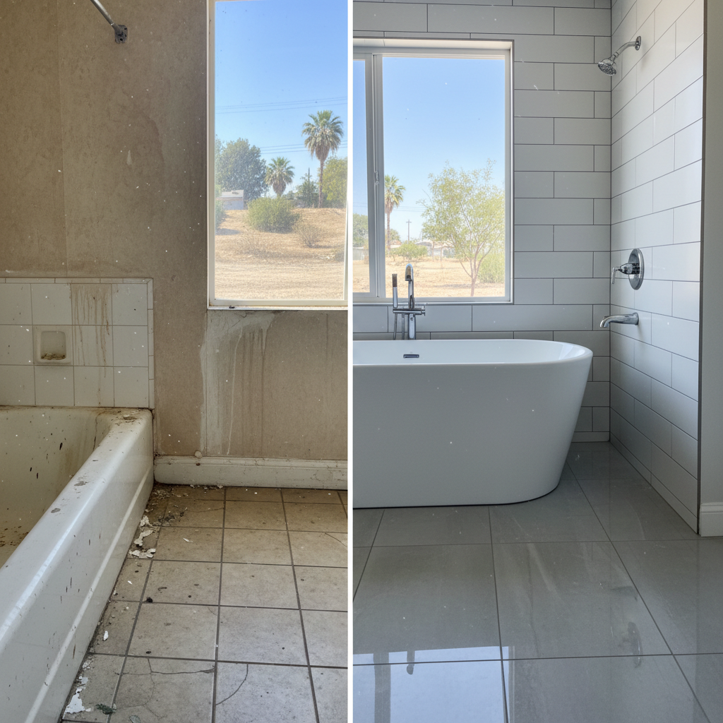 Completed tile and flooring installation work at a residential property in Baldwin Park, CA