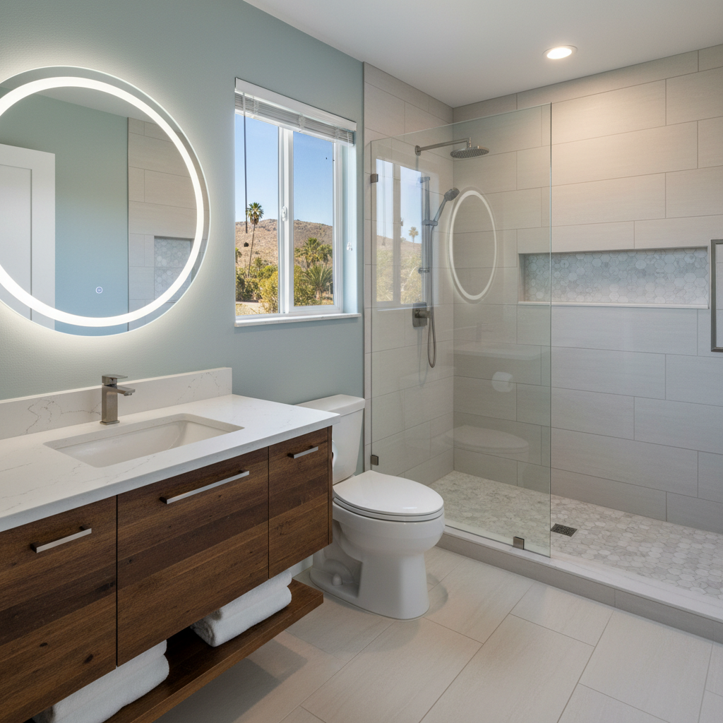 Completed bathroom modernization work at a residential property in Bell, CA