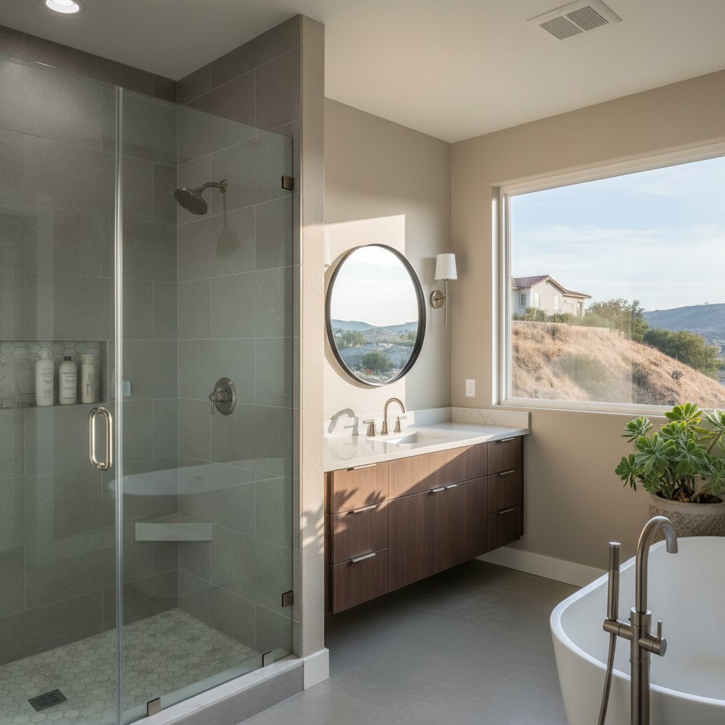 Completed bathroom remodel work at a residential property in Brea, CA