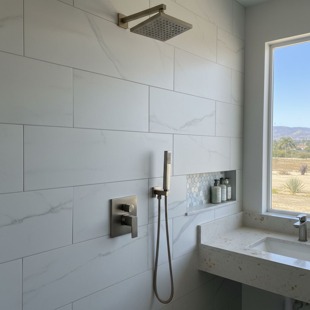 Completed bathroom remodel work at a residential property in Buena Park, CA