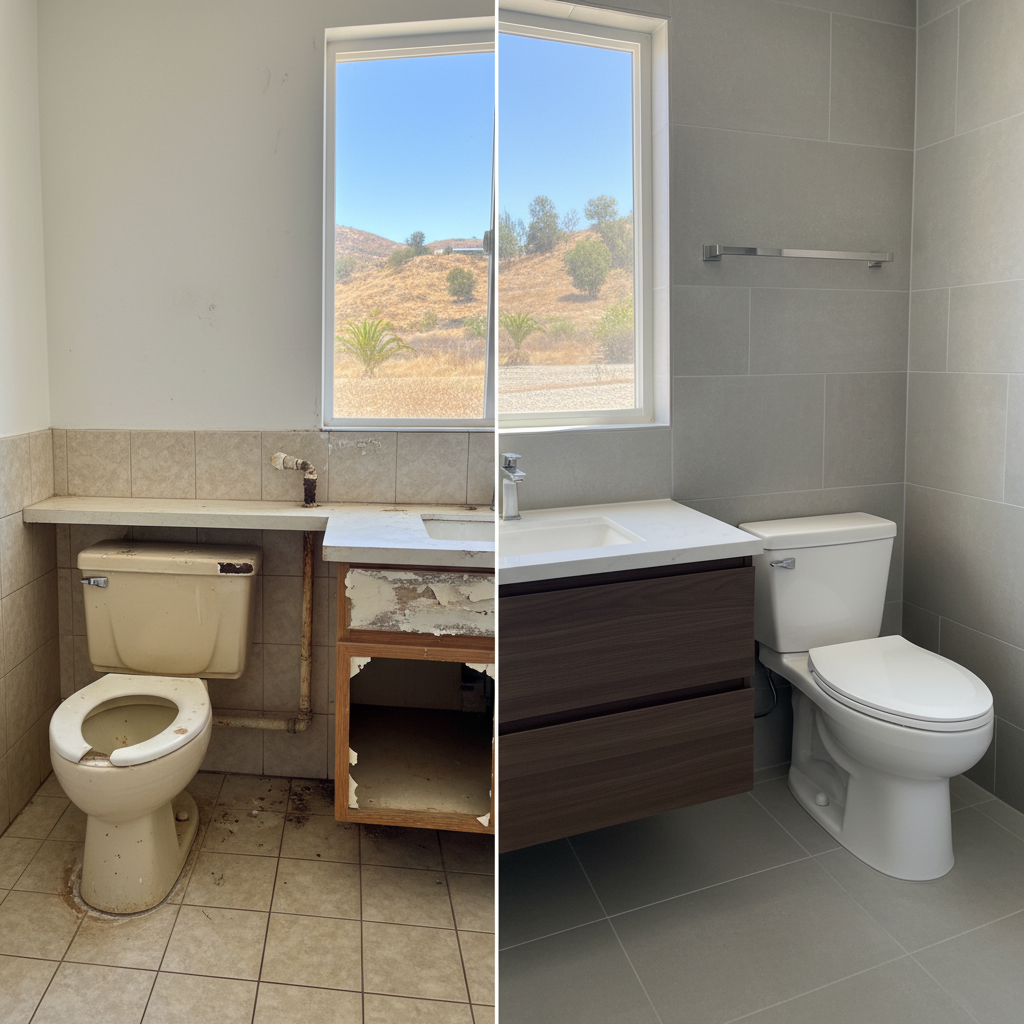 Completed toilet installation work at a residential property in Carson, CA