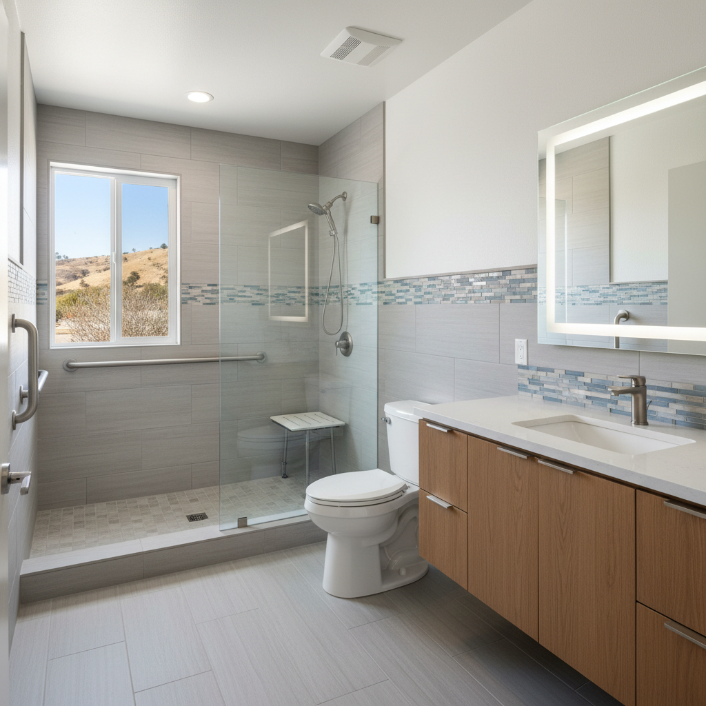 Completed handicap accessible bathrooms work at a residential property in Camarillo, CA
