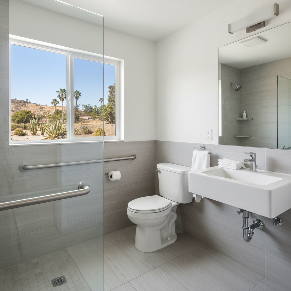 Completed handicap accessible bathrooms work at a residential property in Carson, CA