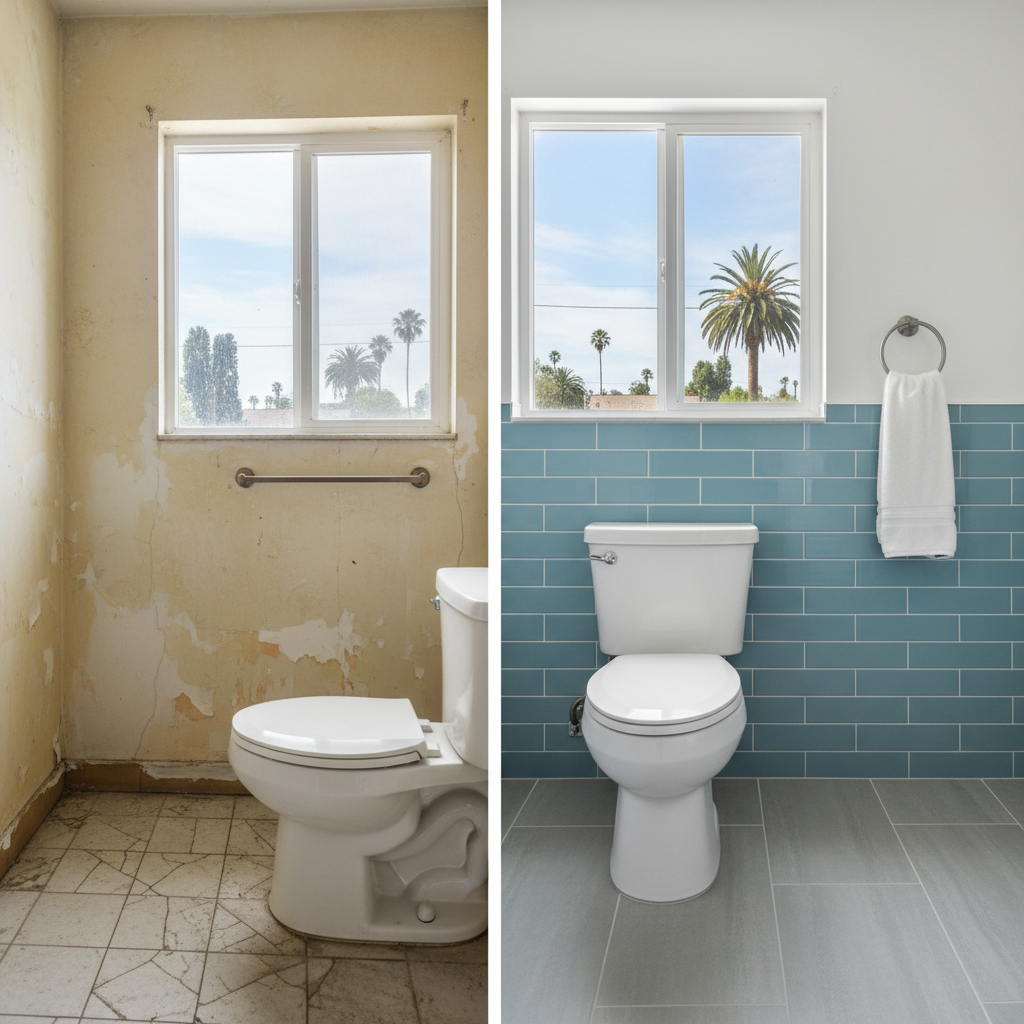 Completed toilet installation work at a residential property in Cerritos, CA