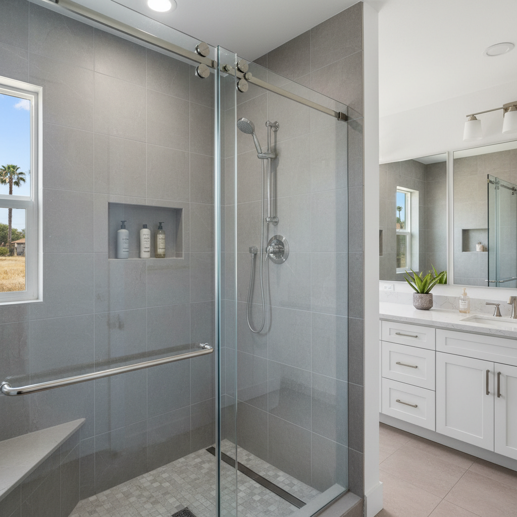 Completed shower replacement work at a residential property in Carson, CA