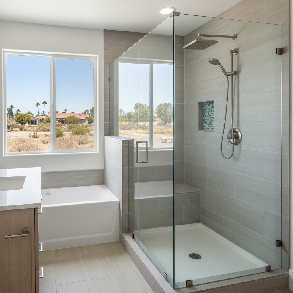 Completed shower replacement work at a residential property in Cerritos, CA