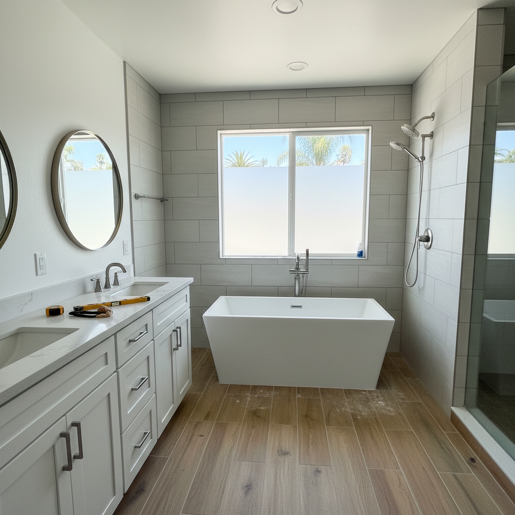 Completed bathtub replacement work at a residential property in Cerritos, CA