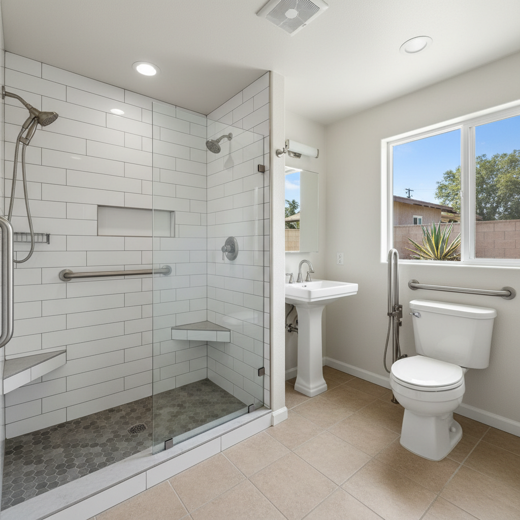 Completed handicap accessible bathrooms work at a residential property in Compton, CA