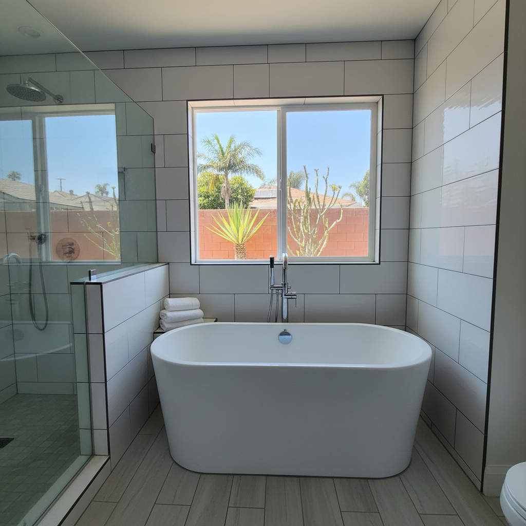 Completed bathtub replacement work at a residential property in Downey, CA