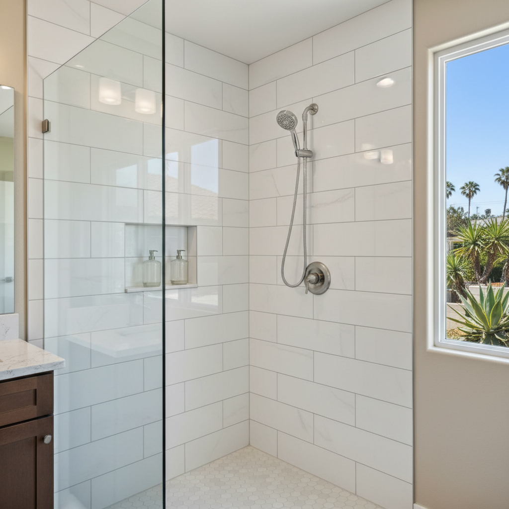 Completed shower replacement work at a residential property in El Monte, CA