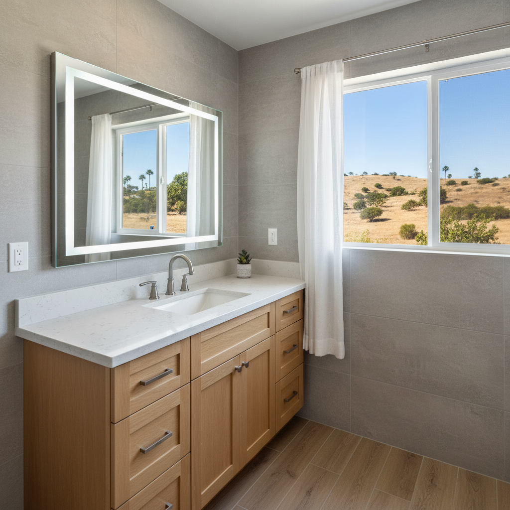Completed vanity and sink installation work at a residential property in Downey, CA