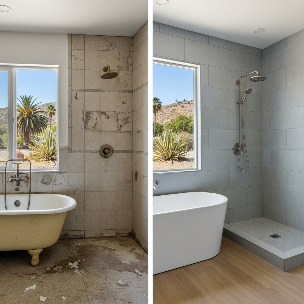 Completed tile and flooring installation work at a residential property in Downey, CA