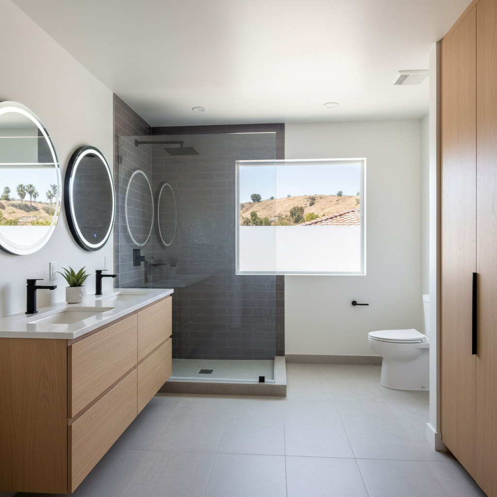 Completed bathroom modernization work at a residential property in Fountain Valley, CA