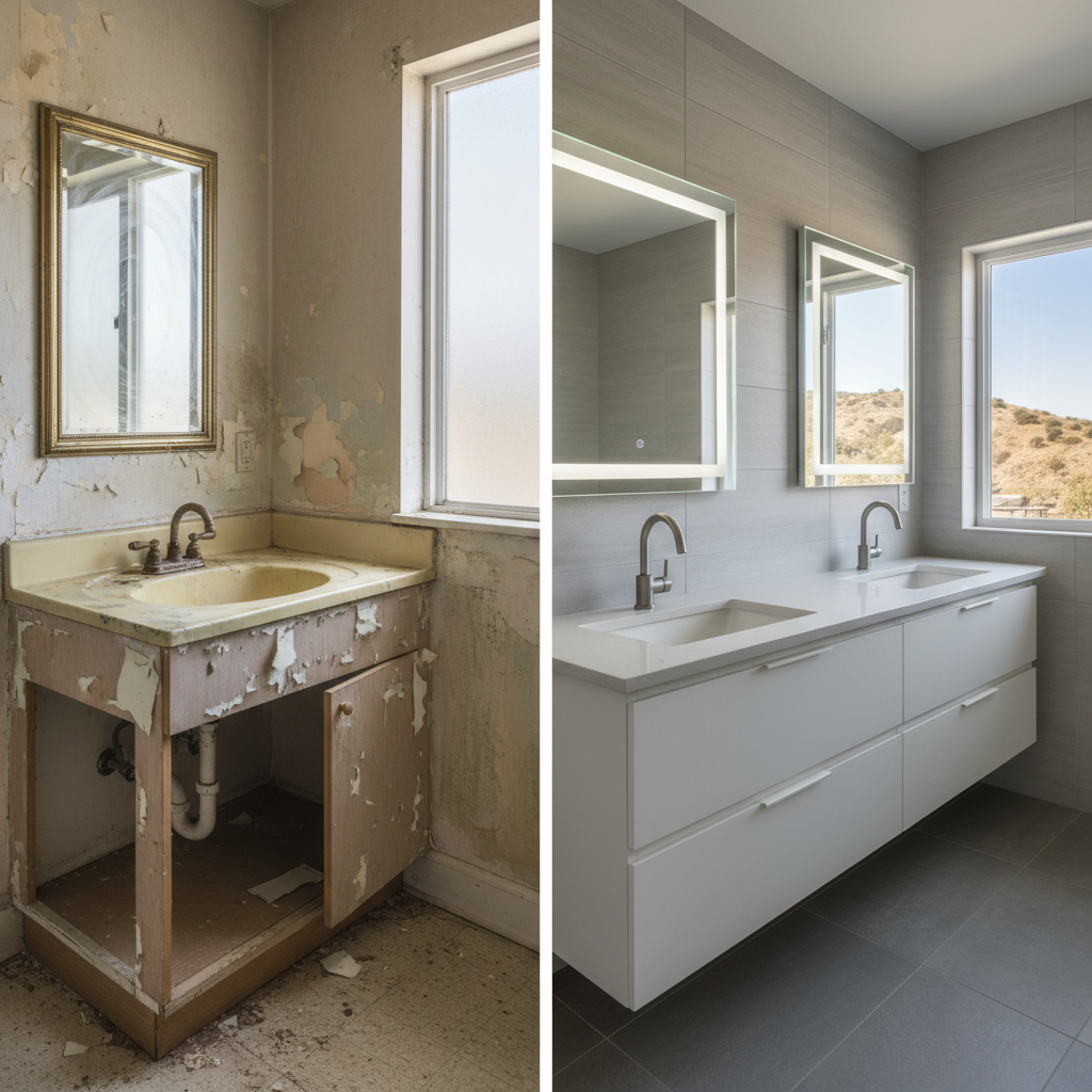 Completed vanity and sink installation work at a residential property in El Monte, CA