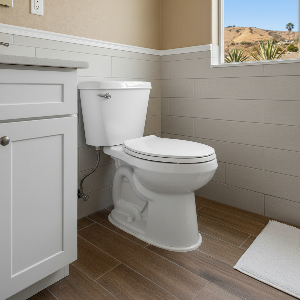 Completed toilet installation work at a residential property in Fountain Valley, CA