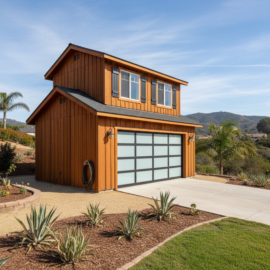 Completed garage design & building work at a residential property in La Mesa, CA