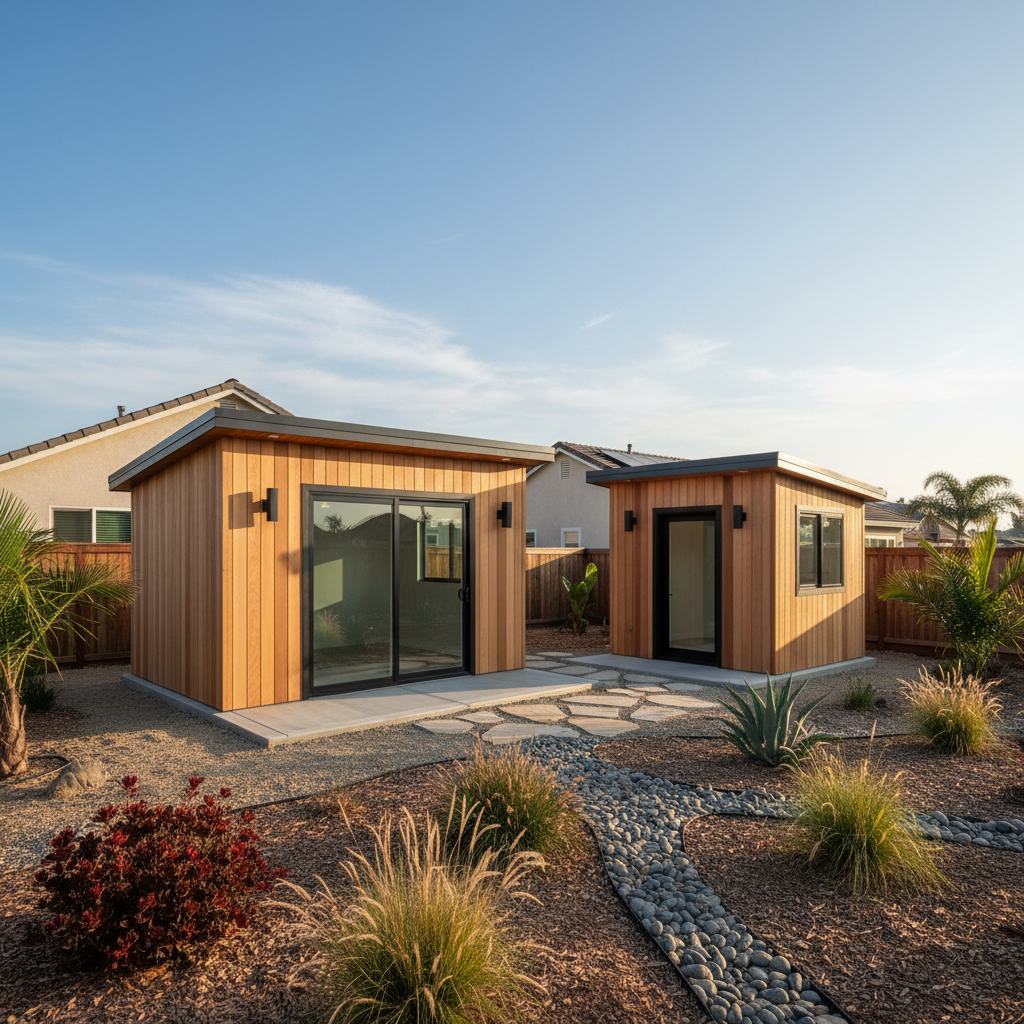 Completed office sheds work at a residential property in Oceanside, CA