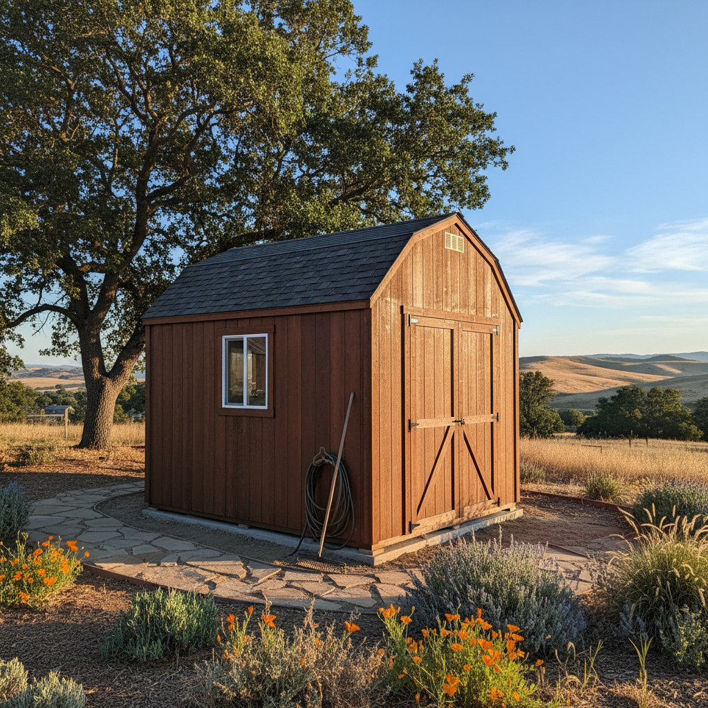 Completed custom shed design work at a residential property in Oakdale, CA