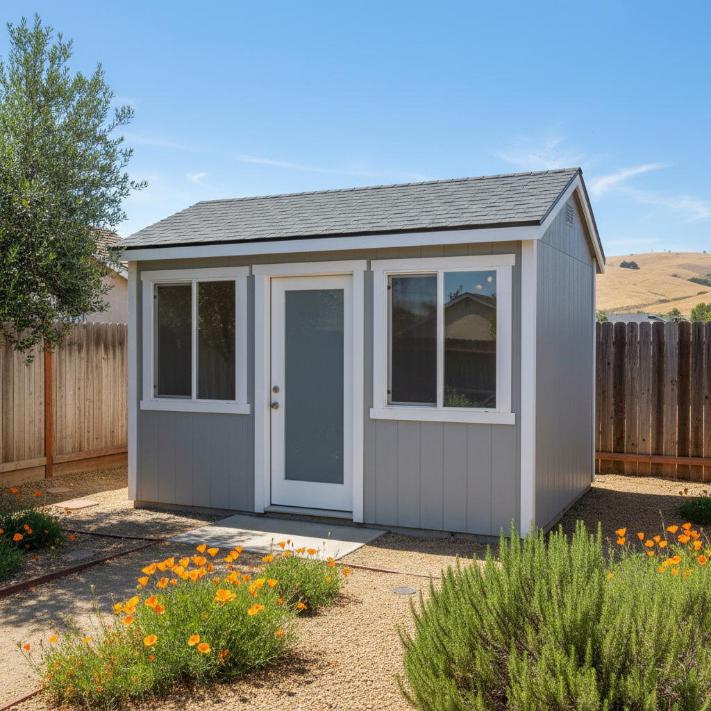Completed office sheds work at a residential property in Tracy, CA