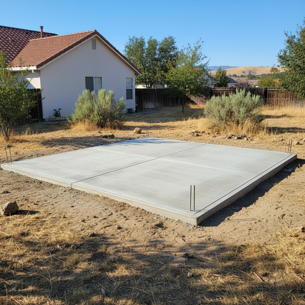 Completed shed foundation work work at a residential property in Oakdale, CA