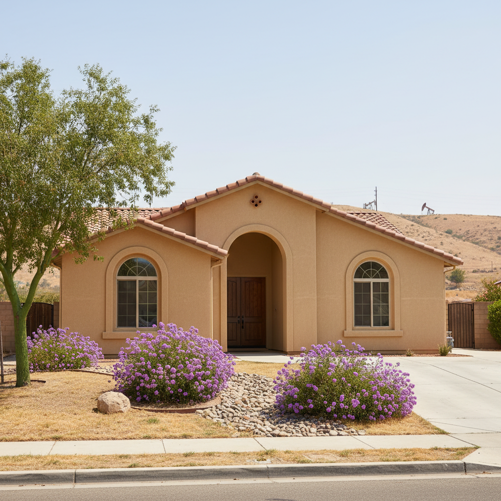 Completed residential stucco work at a residential property in Bakersfield, CA