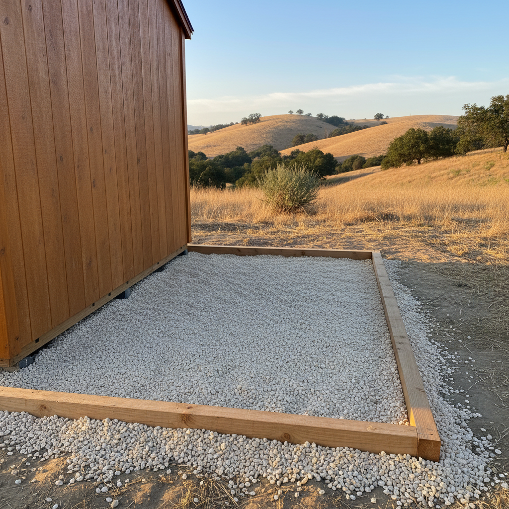 Completed shed delivery and installation work at a residential property in Tracy, CA