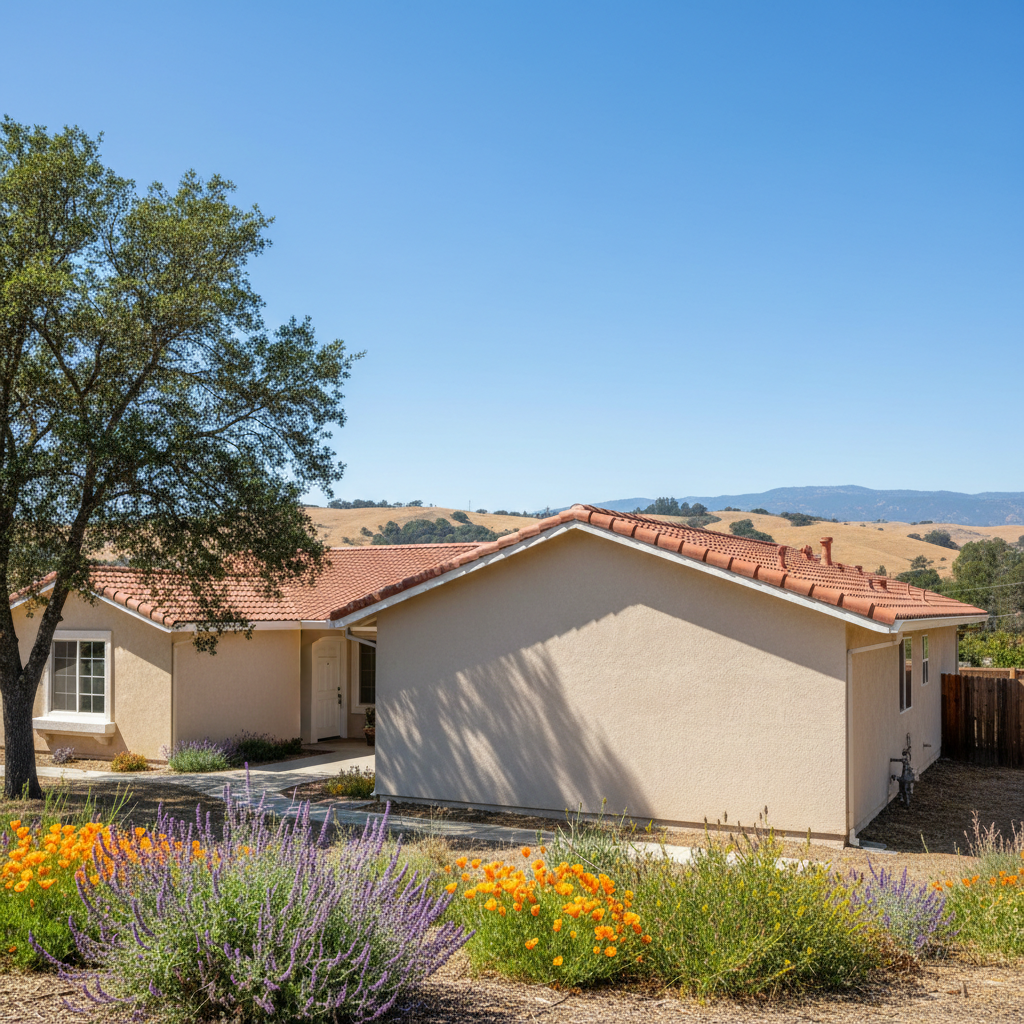 Completed residential stucco work at a residential property in Chico, CA