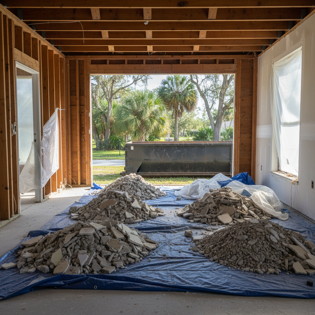 Completed interior demolition work at a residential property in Port Richey, FL