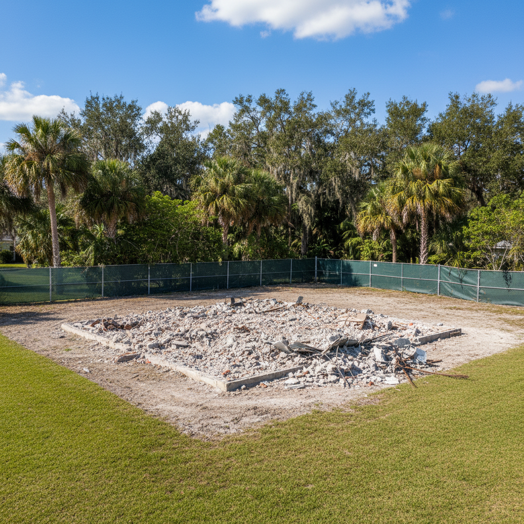Completed residential demolition work at a residential property in Port Richey, FL