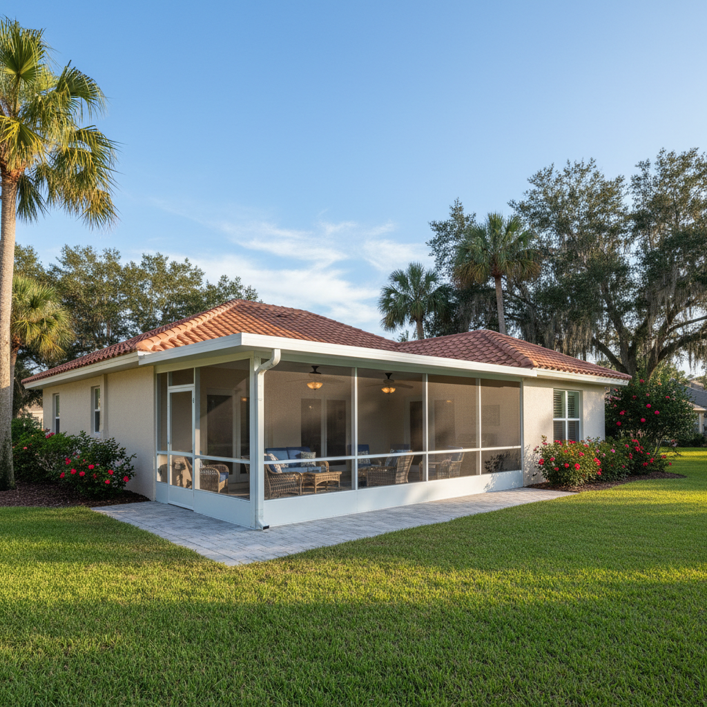 Completed screen room installation work at a residential property in Jacksonville, FL
