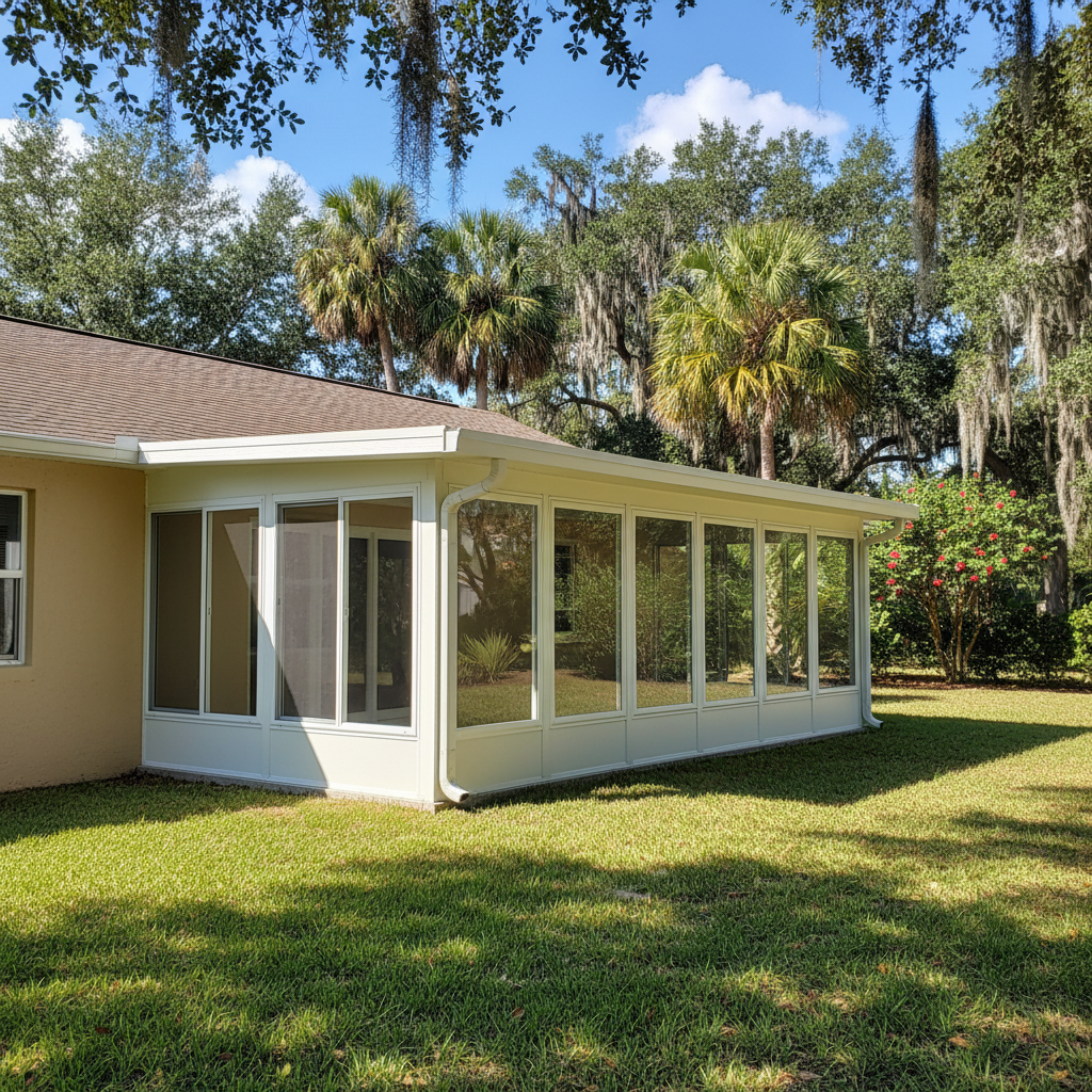 Completed sunroom window replacement work at a residential property in Jacksonville, FL