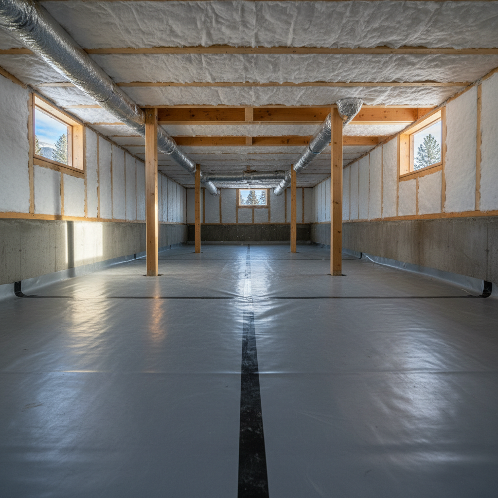Completed crawl space insulation work at a residential property in McCall, ID
